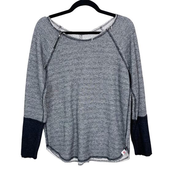 Vimmia Colorblock French Terry Sweatshirt Side Zip Heather Gray Black Womens S - Picture 1 of 8